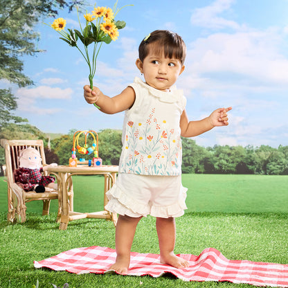 2 Piece Wild Flower Co-ord Set - Ivory