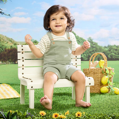 Waffle Dungaree & T-shirt Set - Iceberg Green