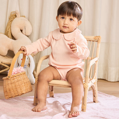 Peter Pan Collar Bodysuit - Peach Melba