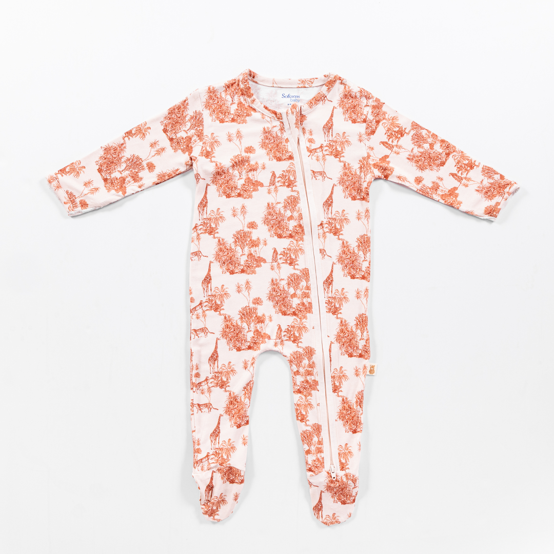Forest Fables Toile Bamboo Zipper Footie