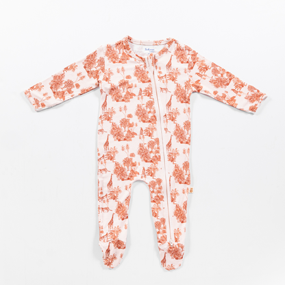 Forest Fables Toile Bamboo Zipper Footie