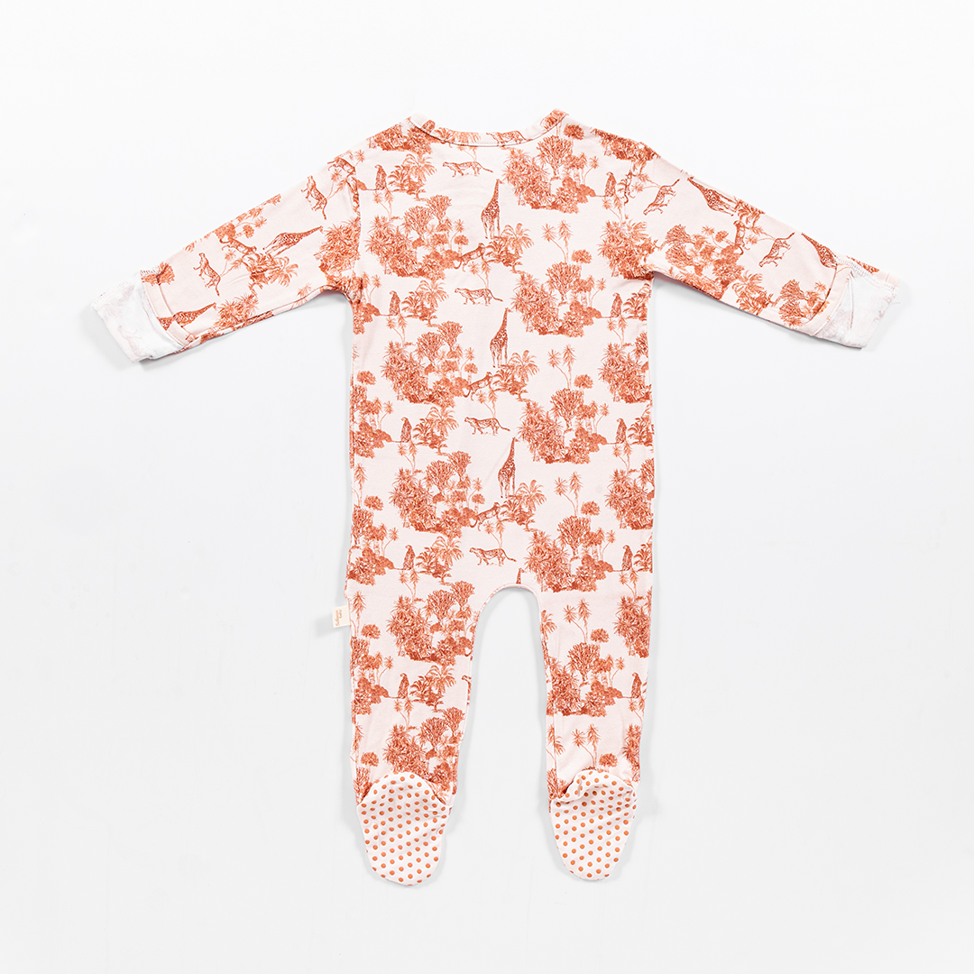Forest Fables Toile Bamboo Zipper Footie