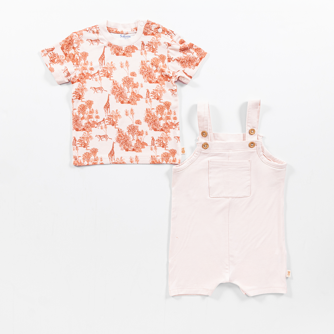 Forest Fables Toile Dungaree & T-shirt Set