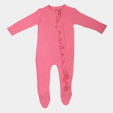 Fuchsia Pink Ruffled Zipper Footie