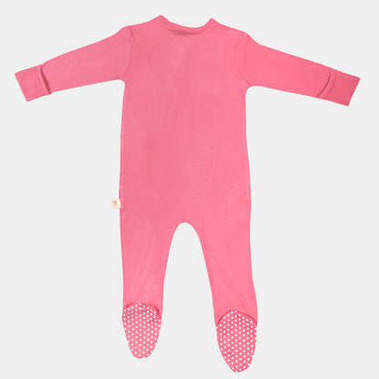 Fuchsia Pink Ruffled Zipper Footie