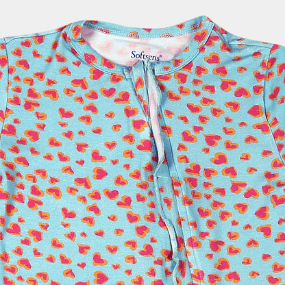 Happy Hearts Bamboo Zipper Footie