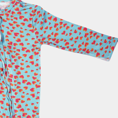 Happy Hearts Bamboo Zipper Footie