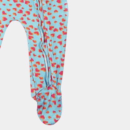 Happy Hearts Bamboo Zipper Footie