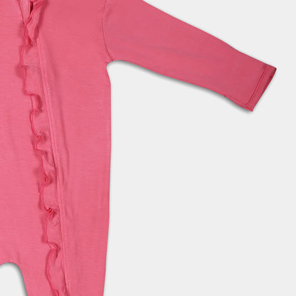 Light Pink Ruffled Zipper Footie