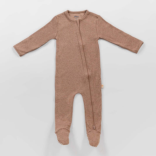 Taupe Zipper Footie