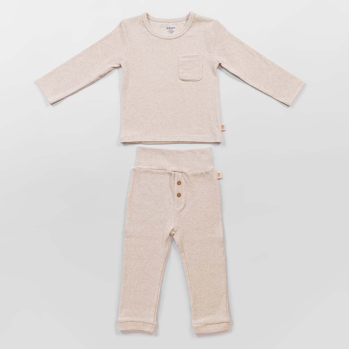 Ecru Ribbed Top & Bottom Set