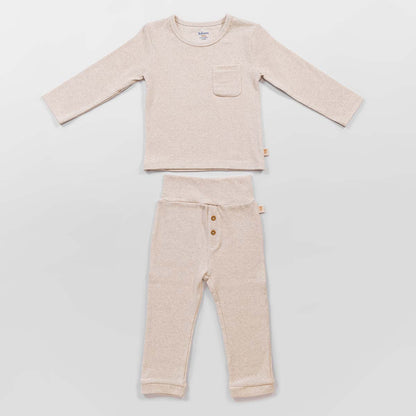 Ecru Ribbed Top & Bottom Set