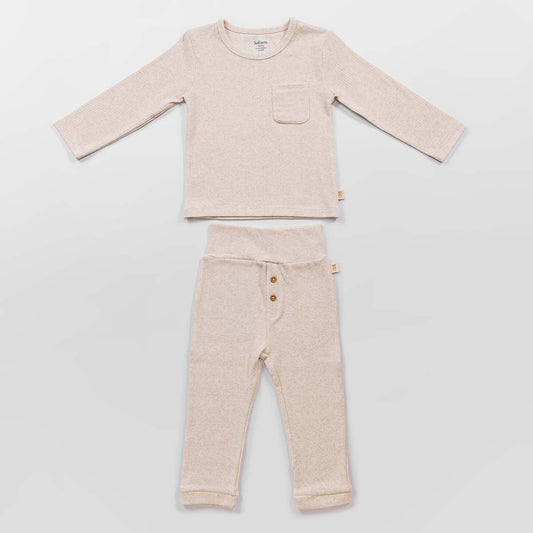 Ecru Ribbed Top & Bottom Set