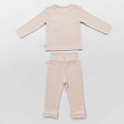 Ecru Ribbed Top & Bottom Set