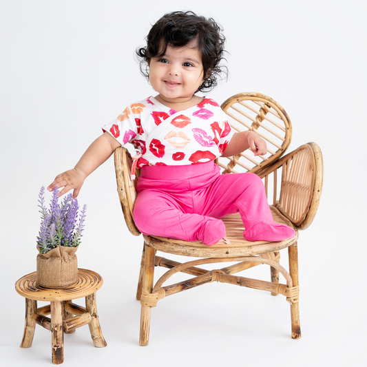 Sweet Kisses Front-tie Bodysuit & Leggings 2-pc Set