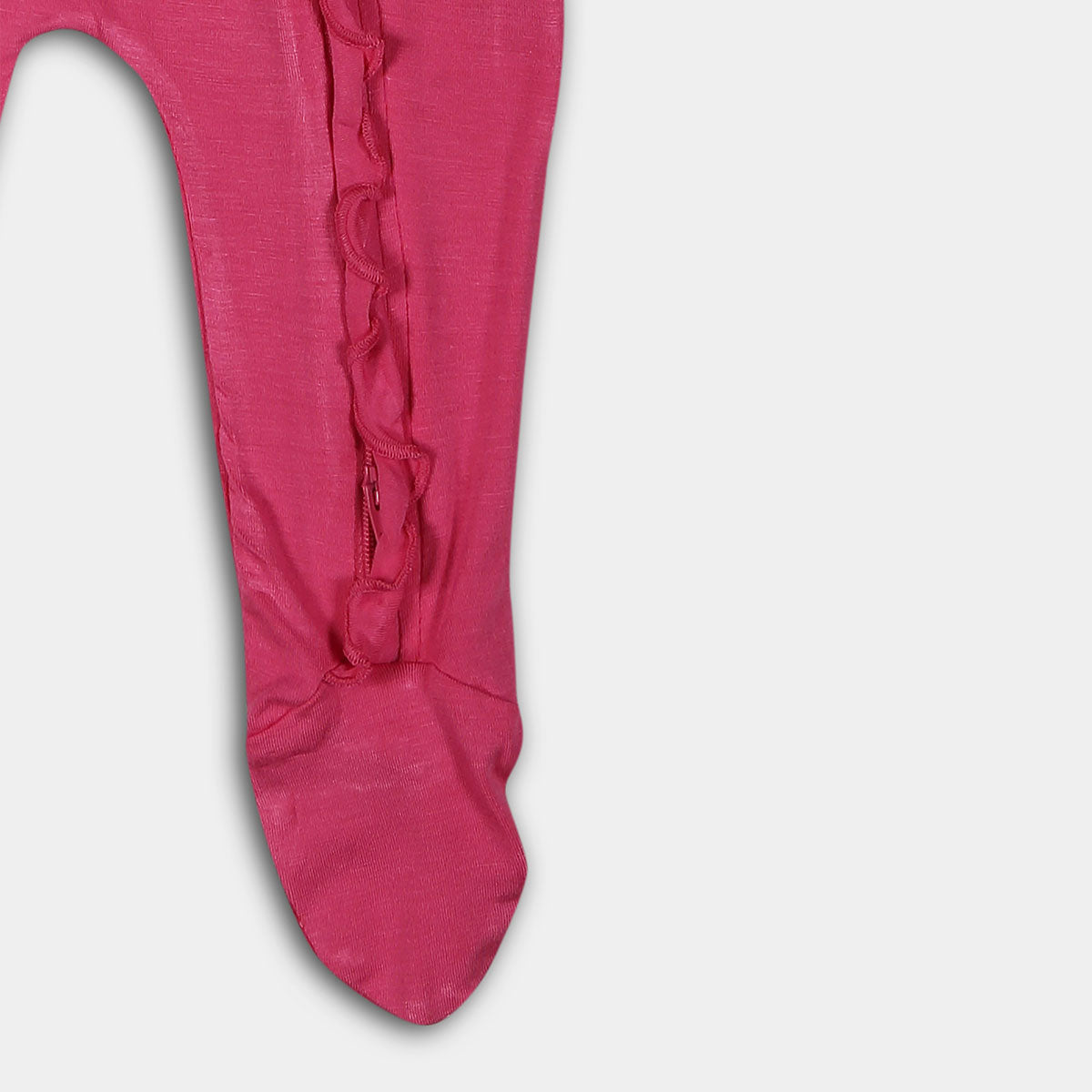 Sweet Pink Ruffled Bamboo Zipper Footie