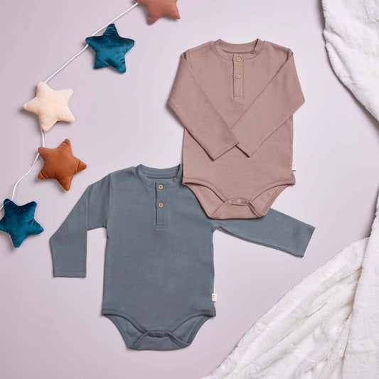 Pack of 2 Full Sleeve Ribbed Romper