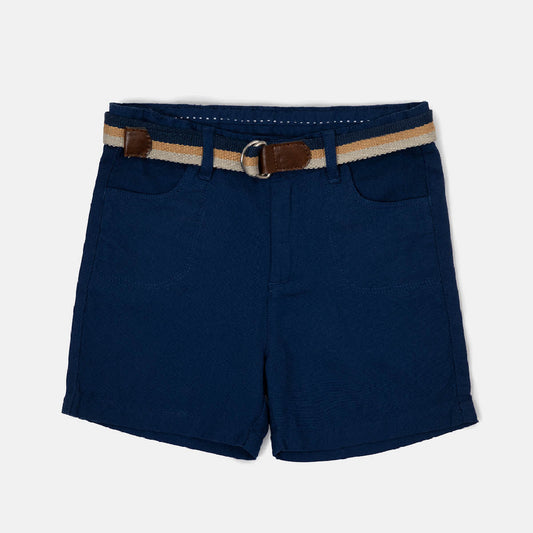 Deep Blue Oxford Shorts with Adjustable Belt