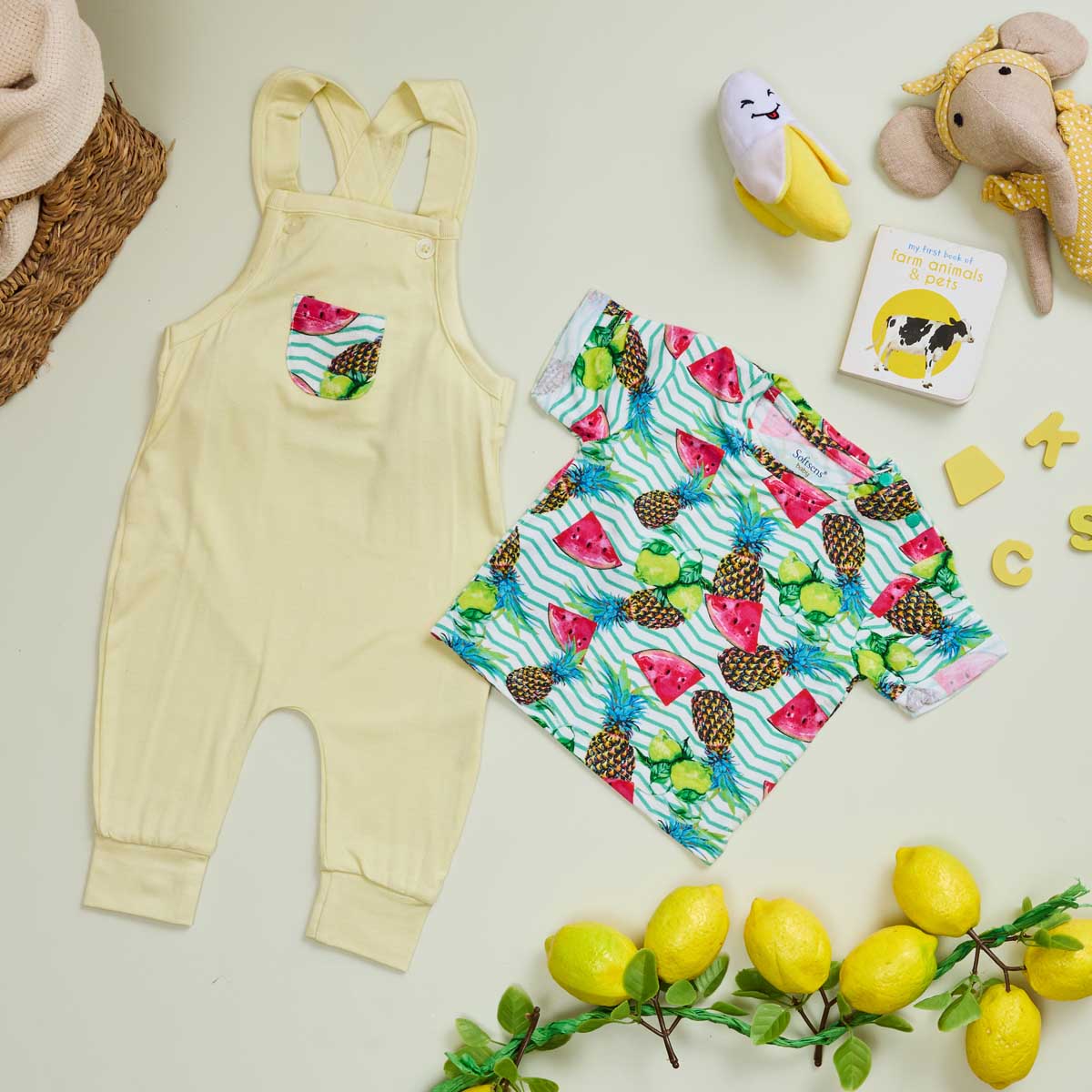 Island Vibes Bamboo Tee Jumpsuit Set 0-3 Months - Main Image