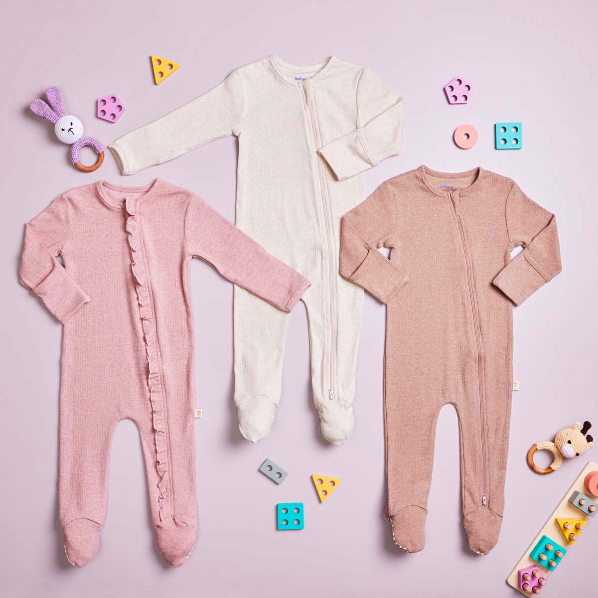 Rose Frill Zipper Footie