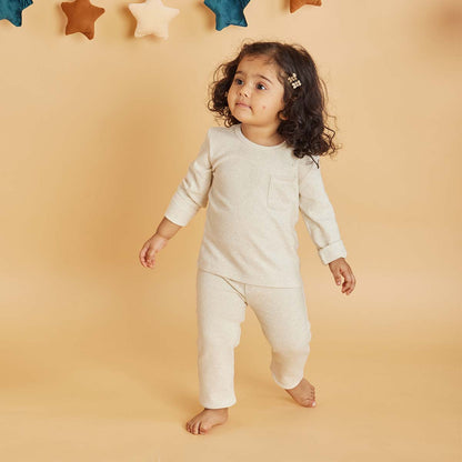 Ecru Ribbed Top & Bottom Set