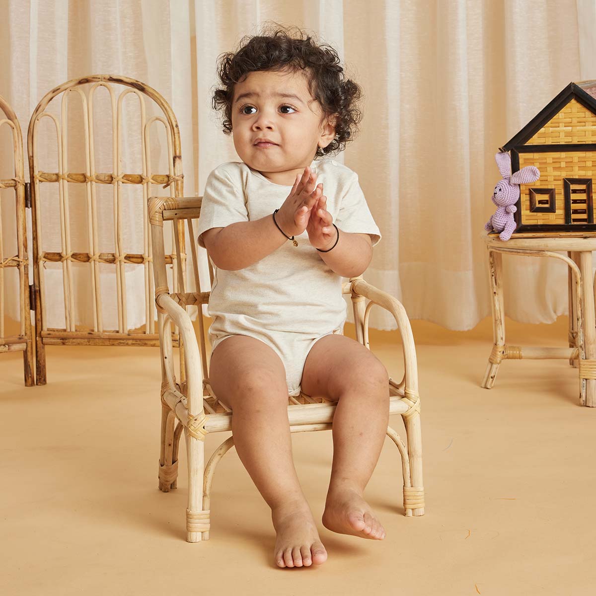Ecru Short Sleeve Romper