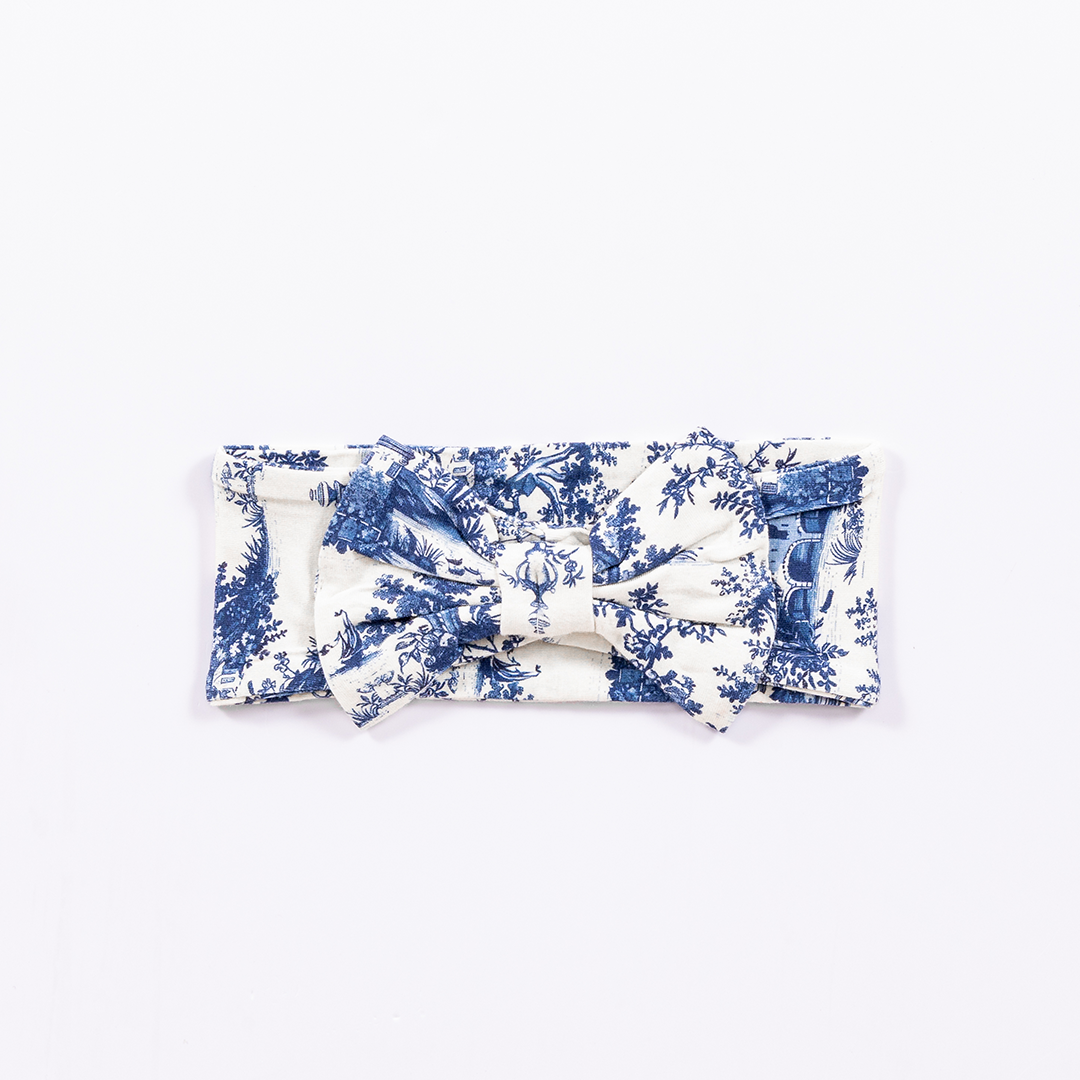 Vintage Toile Bamboo Bow Headband