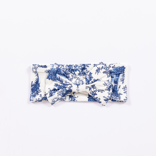 Vintage Toile Bamboo Bow Headband