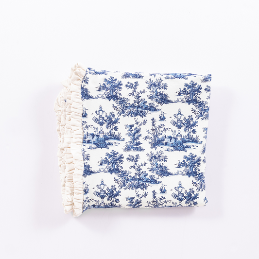 Vintage Toile Bamboo Frill Blanket