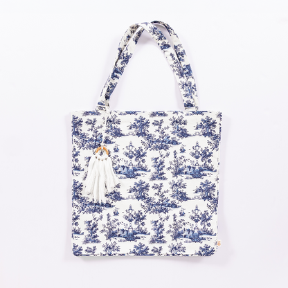 Vintage Toile Canvas Tote Bag