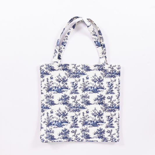 Vintage Toile Canvas Tote Bag