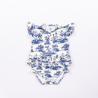 Vintage Toile Frill Bodysuit with Headband