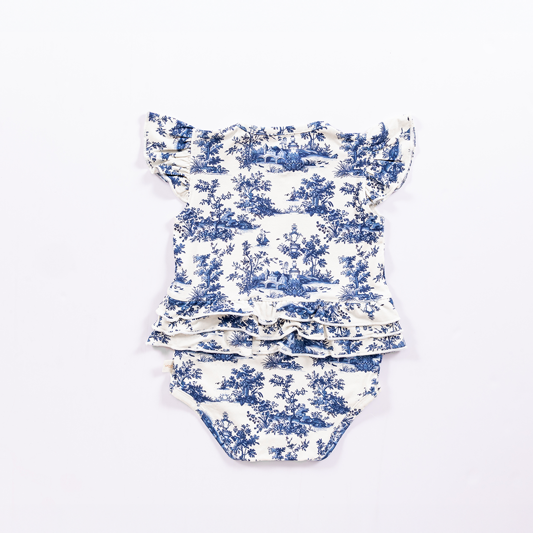 Vintage Toile Frill Bodysuit with Headband