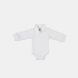 Boss Baby Long Sleeve Textured Bodysuit with Collar & Pocket