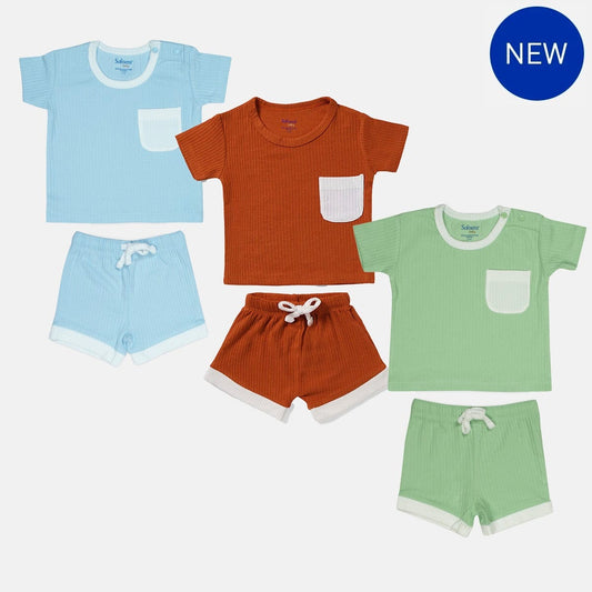 Pack of 3 Ribbed Top & Shorts Sets