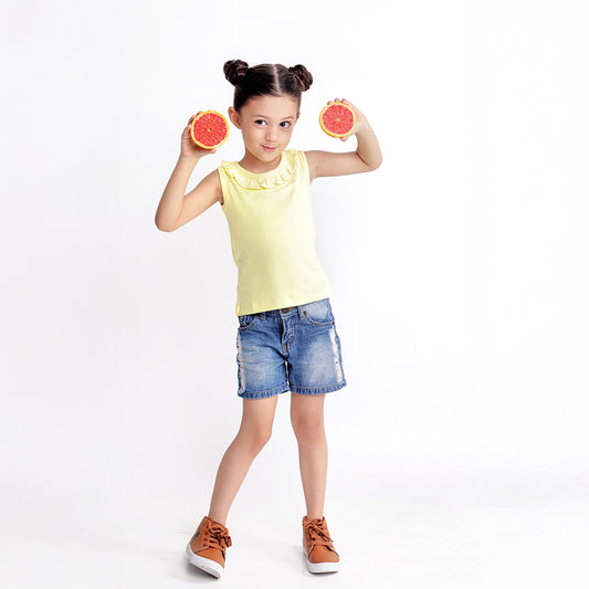 Little Miss Sunshine Sleeveless Soft Jersey Tank Top with Frill