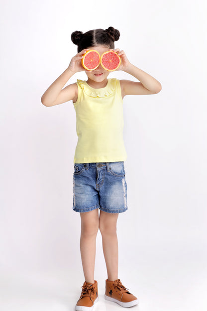 Little Miss Sunshine Sleeveless Soft Jersey Tank Top with Frill